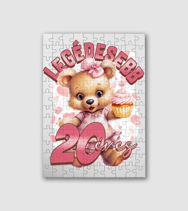 Lánymackó születésnapos 20 éves minta fehér pólón