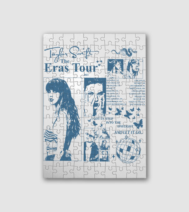 Taylor Swift ERAS print blue minta fehér pólón
