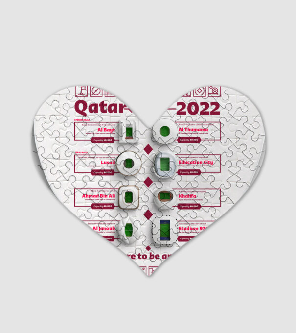 Qatar 2022 stadionok minta fehér pólón