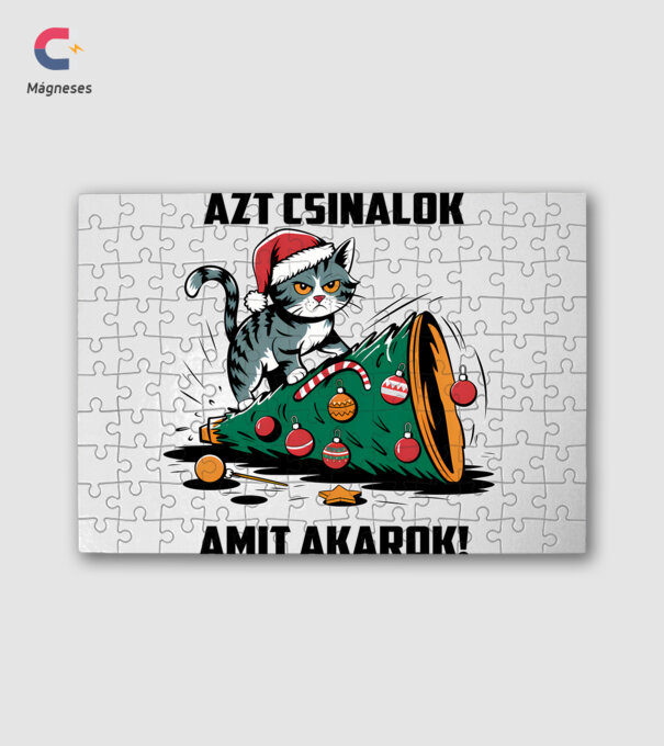 Azt csinálok, amit akarok cicás karácsony fehér póló minta fehér pólón