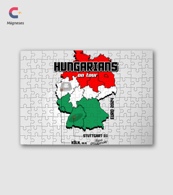 Futball EB 2024 HUNGARIANS ON TOUR fehér alapra minta fehér pólón