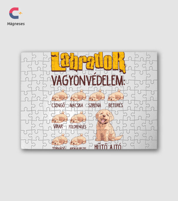 LABRADOR vagyonvédelem minta fehér pólón