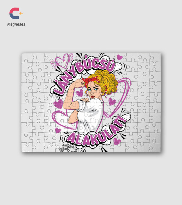Lánybúcsú alakulat szőke Pinup lght minta fehér pólón