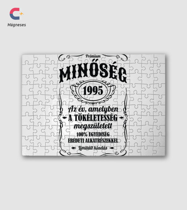 Prémium minőség 1995 minta fehér pólón