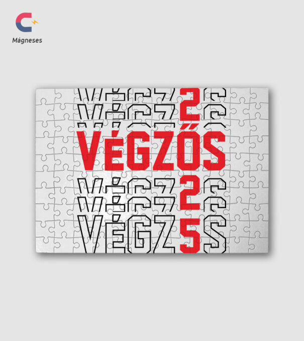 VÉGZŐS 2025 fekete minta fehér pólón