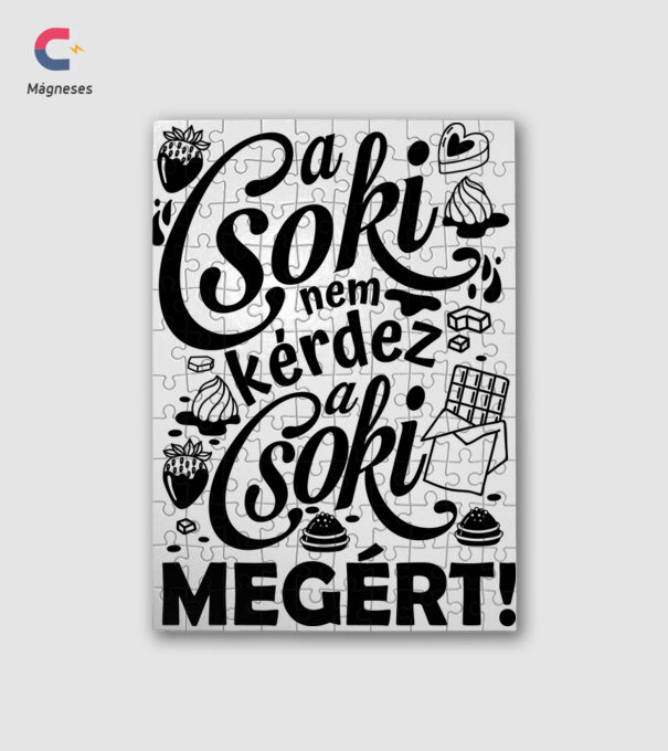A csoki megért minta fehér pólón