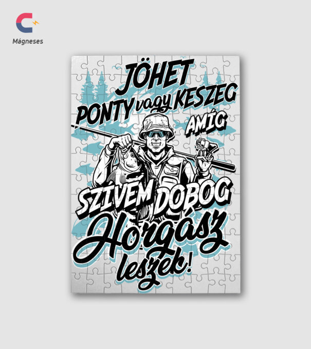 Amíg szívem dobog horgász leszek minta fehér pólón