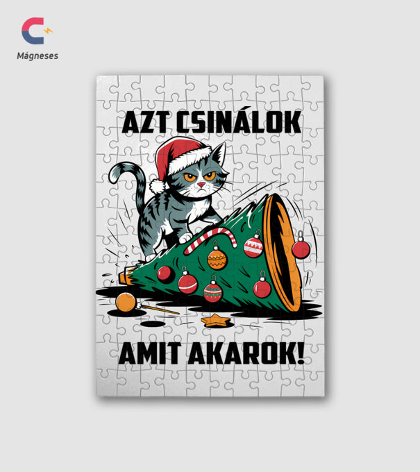 Azt csinálok, amit akarok cicás karácsony fehér póló minta fehér pólón