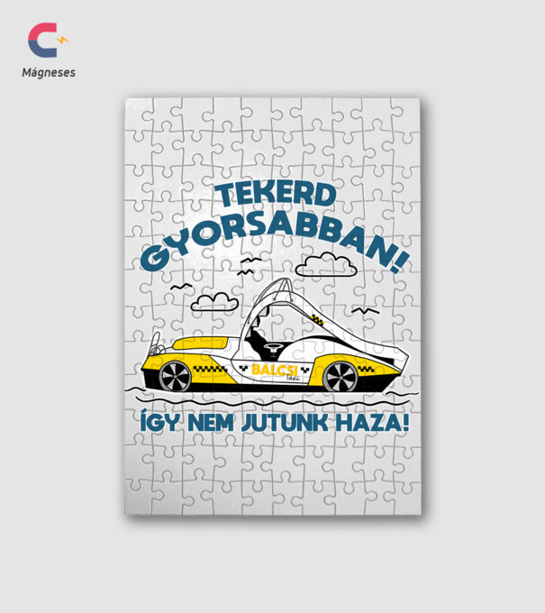 Balcsi Taxi minta fehér pólón