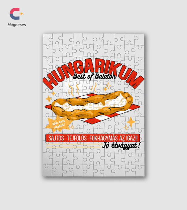 Lángos Hungarikum minta fehér pólón