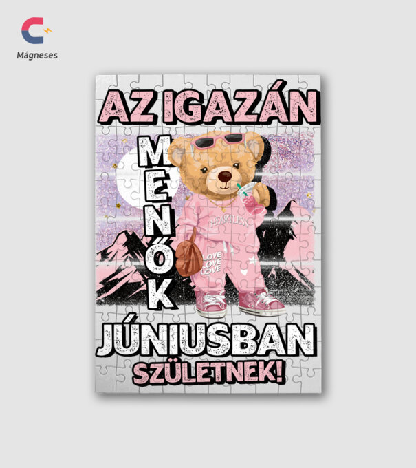 Menő maci csajos JÚNIUS minta fehér pólón