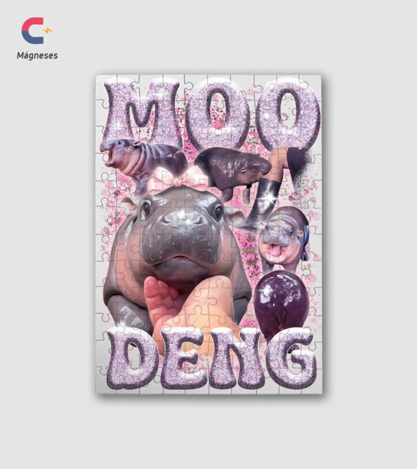 MOO DENG baby hippo minta fehér pólón