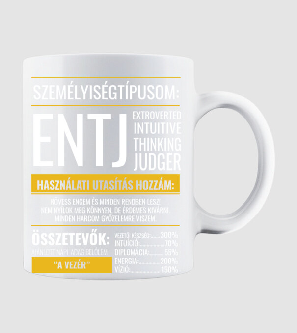 16 Személyiségtipus RÉSZLETES JELLEMZŐK ENTJ A PARANCSNOK minta fehér pólón