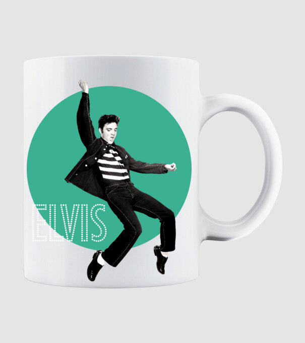 Elvis Jailhouse rock - kék minta fehér pólón