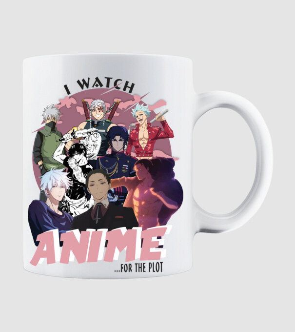 I watch Anime for the plot-Naruto-Balance Unlimited-Jujutsu Kaisen-Seven Deadly Sins-Attack On Titan-2 minta fehér pólón