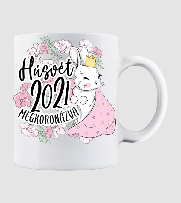 Koronás nyuszi minta fehér pólón