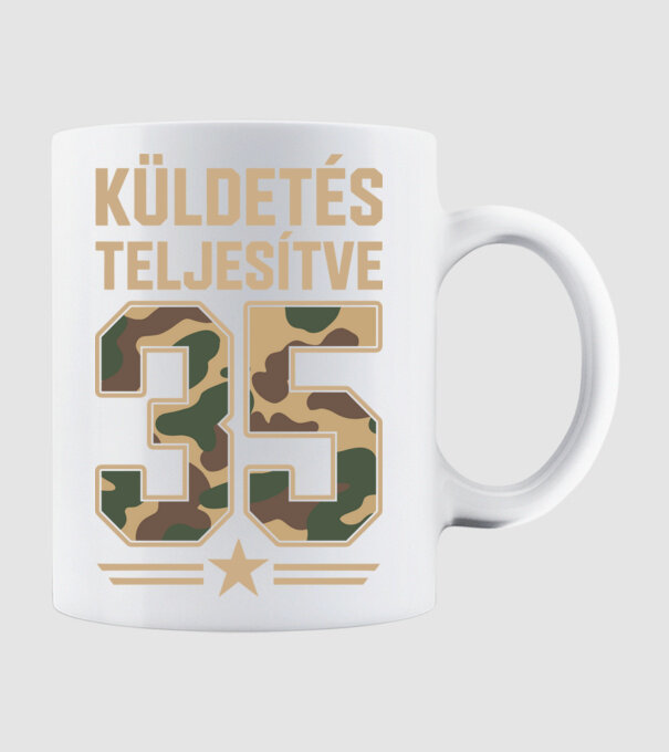 Küldetés teljesítve 35 minta fehér pólón
