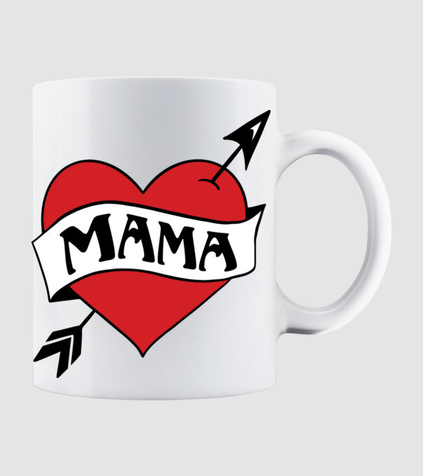 Mama retro szív minta fehér pólón