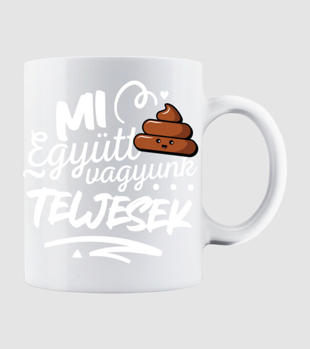 Mi együtt vagyunk teljesek kaki minta fehér pólón