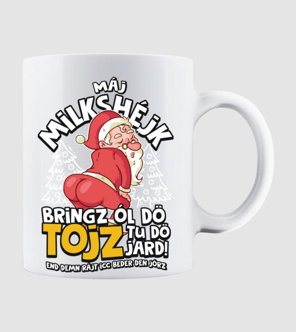Milkshéjk Mikulás minta fehér pólón