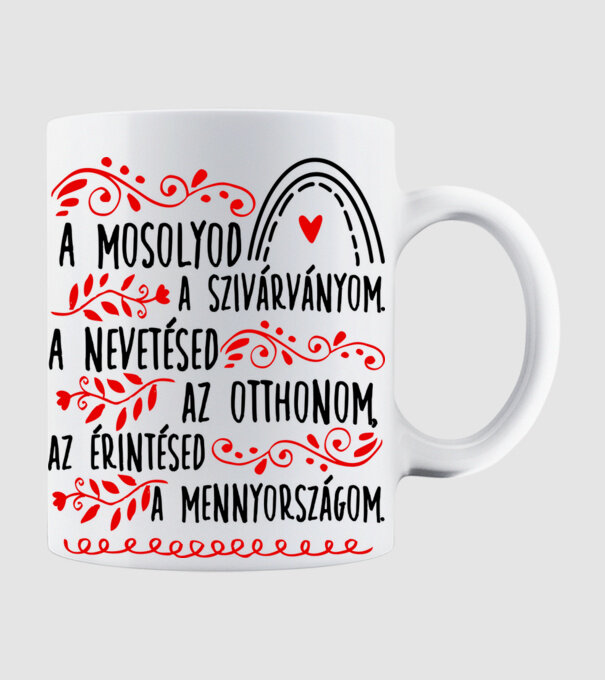 Mosolyod a szivárvány minta fehér pólón