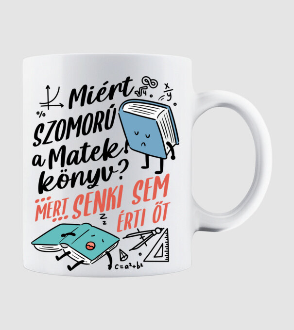 Szomorú matek könyv minta fehér pólón