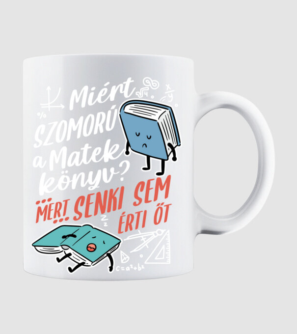 Szomorú matek könyv minta fehér pólón