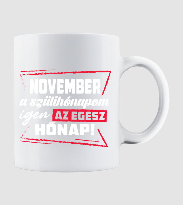 Szülihónapom November minta fehér pólón