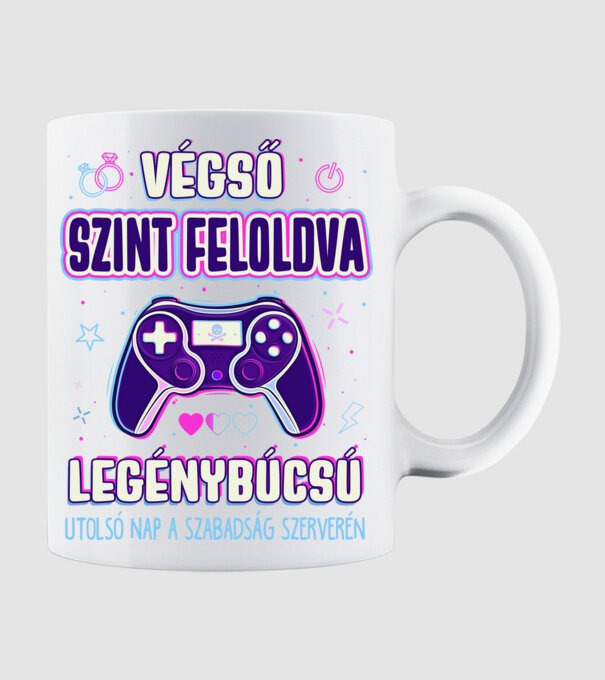 Végső szint teljesítve legénybúcsú VŐLEGÉNY minta fehér pólón