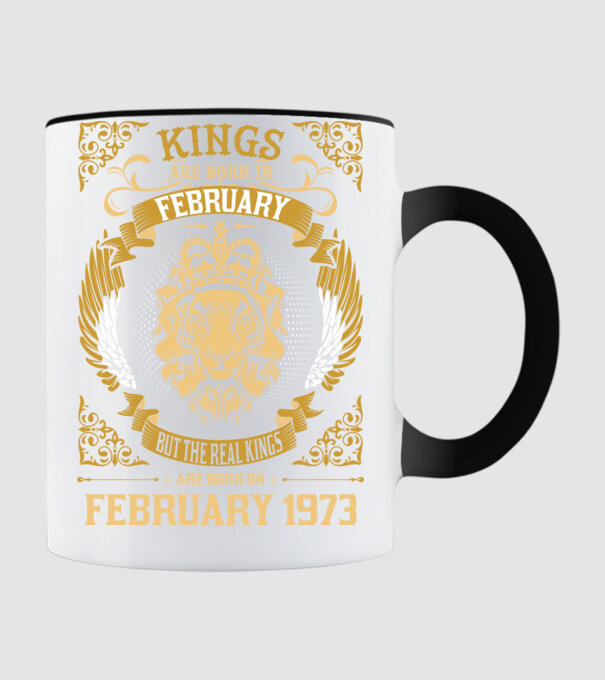 Oroszlános szülinapos 1973 FEBRUÁR minta fekete pólón