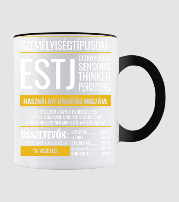 16 Személyiségtipus RÉSZLETES JELLEMZŐK ESTJ A VEZETŐ minta fekete pólón