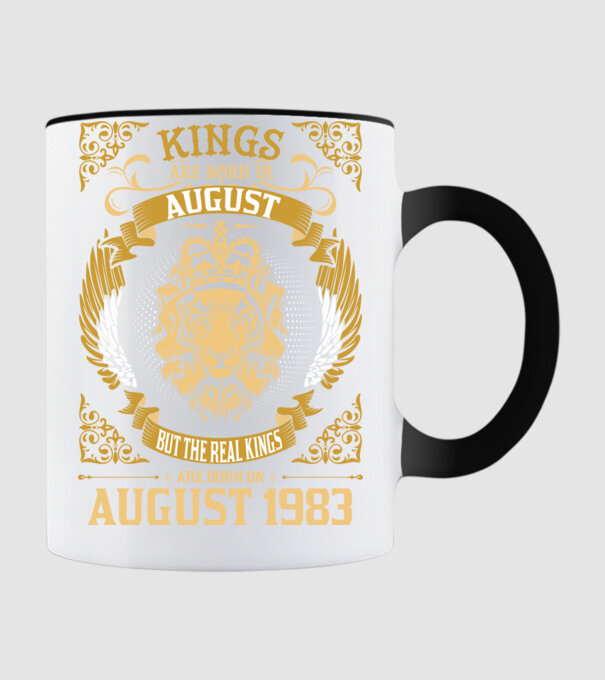 Oroszlános szülinapos 1983 AUGUSZTUS minta fekete pólón