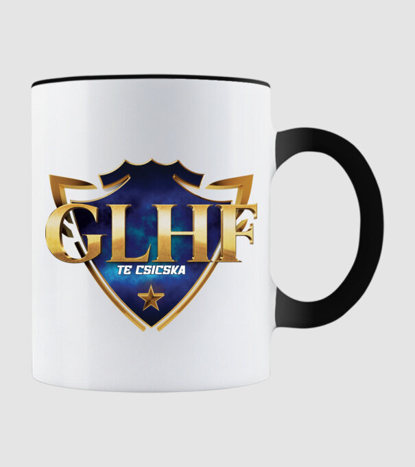 GLHF te csicska minta fekete pólón