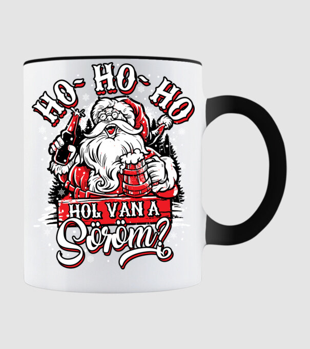 HoHoHo Hol van a söröm minta fekete pólón