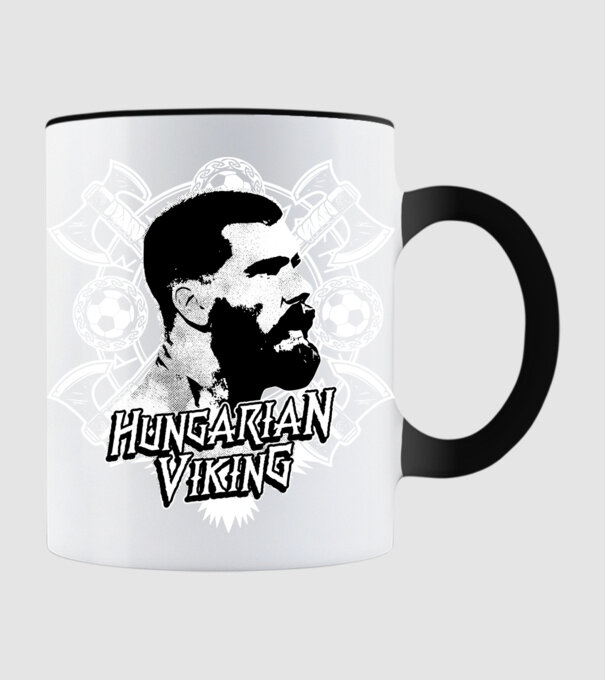 Hungarian Viking fehér minta fekete pólón