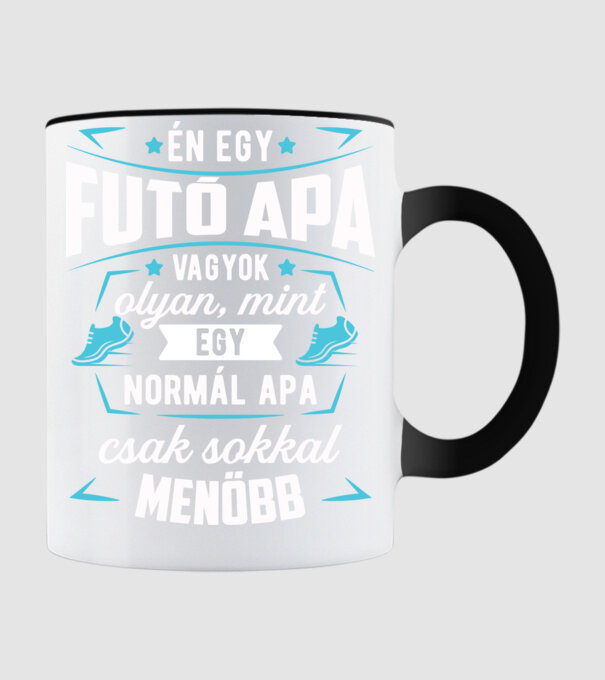 Menő Futó apa minta fekete pólón