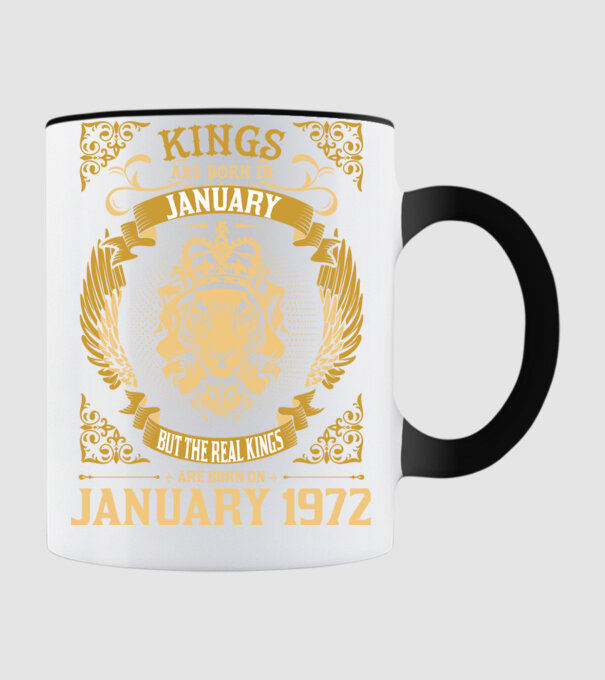 Oroszlános szülinapos 50 éves Január - 1972 minta fekete pólón