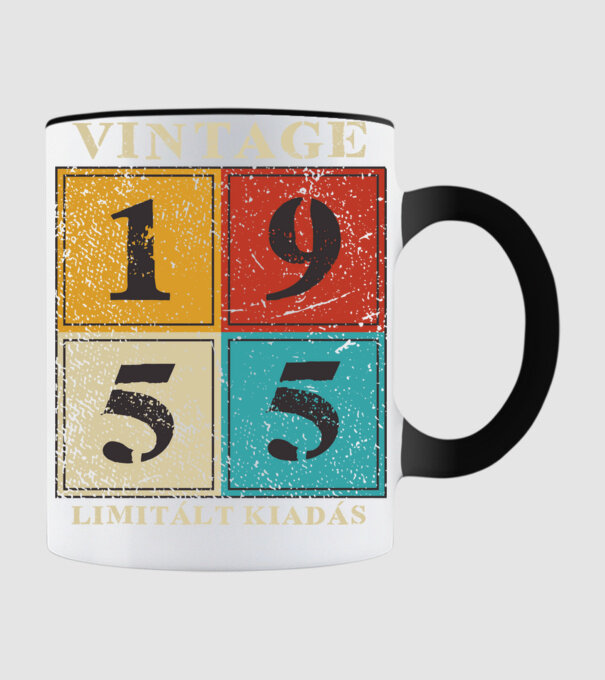 Vintage limitált - 1955 világos minta fekete pólón