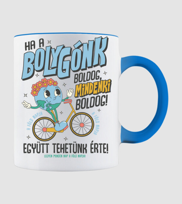 A bolygónk boldog mindenki boldog minta világoskék pólón