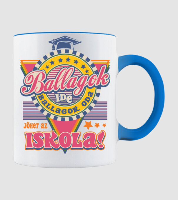Ballagok ide oda retro iskola minta világoskék pólón