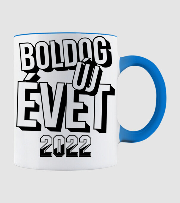 Boldog új évet 2022 minta világoskék pólón