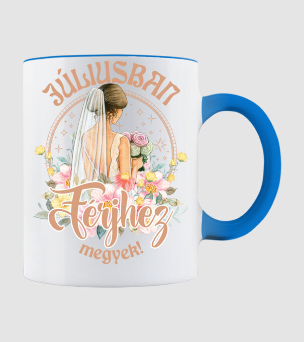 Férjhez megyek floral bézs JÚLIUS minta világoskék pólón