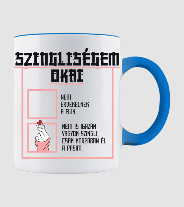 K-POP SZINGLISÉGEM OKAI minta világoskék pólón