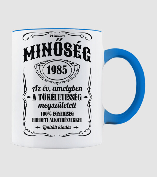Prémium minőség 1985 minta világoskék pólón