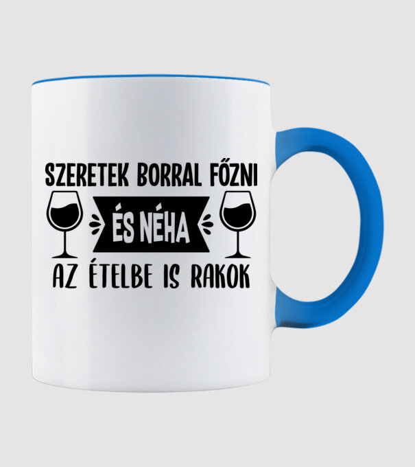 szeretek borral főzni minta világoskék pólón