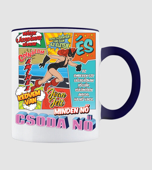 Comic nőnap idézet minta sötétkék pólón