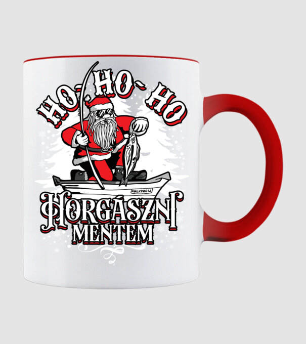 HoHoHo Horgászni mentem minta piros pólón