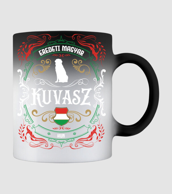 Magyar fajta kuvasz minta fekete pólón