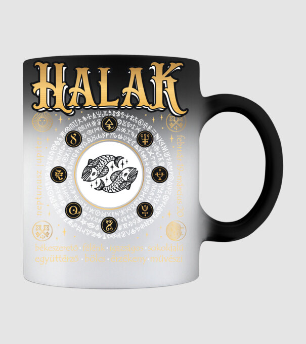 Halak arany színű tulajdonságokkal minta fekete pólón