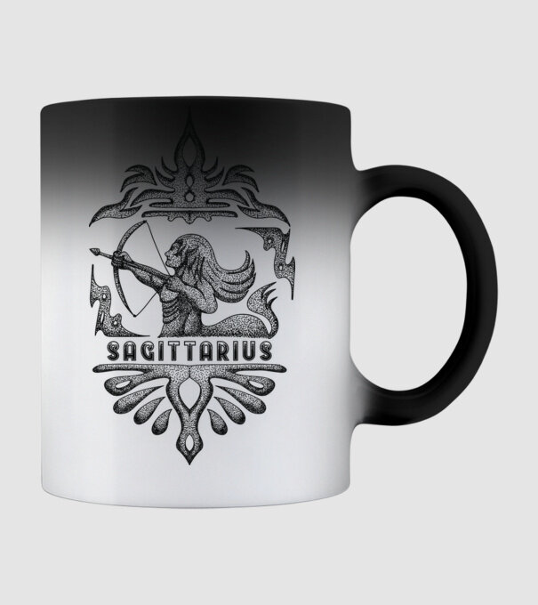 Vintage zodiac sagittarius minta fekete pólón